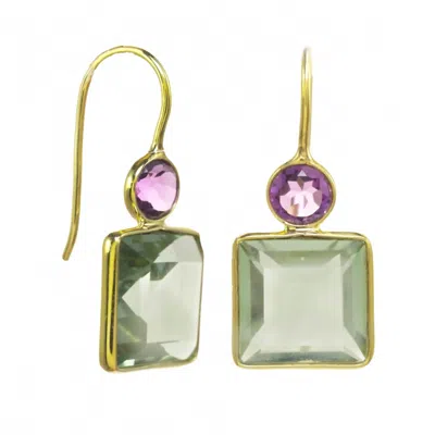 Rachel Reinhardt Pop Of Quartz Earring In Green/purple Quartz In Multi
