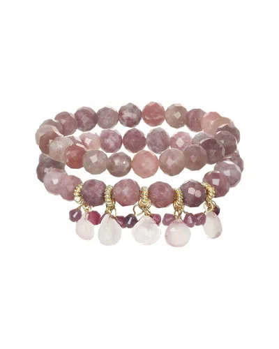 Rachel Reinhardt Quartz Cluster Stretch Bracelet In Pink
