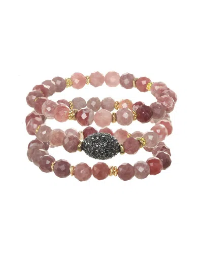 Rachel Reinhardt Quartz Crystal Fireball Stretch Bracelet In Animal Print