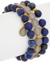 Rachel Reinhardt Set Of 3 14k Plated Gemstone Stretch Bracelets