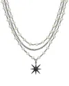 Rachel Reinhardt Silver 5mm Pearl Cz Layered Necklace