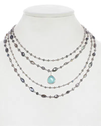 Rachel Reinhardt Silver Gemstone Layered Necklace