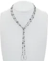 Rachel Reinhardt Silver Labradorite & Clear Quartz 42in Lariat Necklace