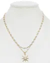Rachel Reinhardt Star 14k Over Silver 3mm Pearl & Cz Necklace