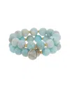 Rachel Reinhardt Vermeil Amazonite & Labradorite Stackable Bracelet In Blue