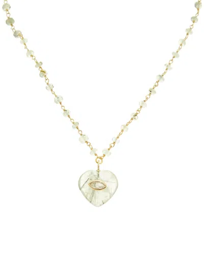 Rachel Reinhardt Vermeil Prehnite & Clear Quartz Pendant Necklace In Gold