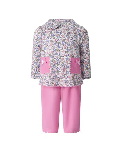 Rachel Riley Kids' 2pc Floral Trouser & Top Set In Pink
