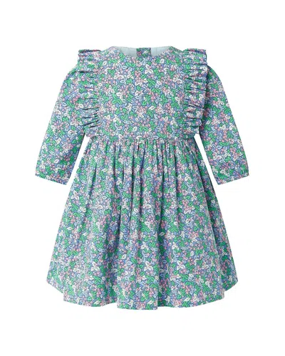 Rachel Riley 2pc Winter Blossom Frill Dress & Bloomer In Blue