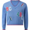 Rachel Riley Abc V-neck Sweater In Blue