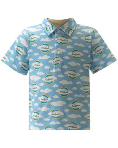 Rachel Riley Airplane Prism Polo Shirt In Blue