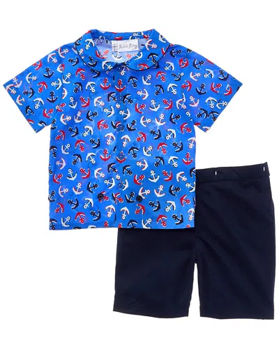 Rachel Riley Kids' Anchor Shirt & Short Set In Blue