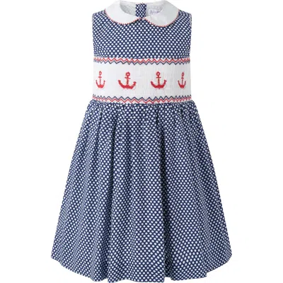 Rachel Riley Kids'  Anchor Smocked Dress In Blue