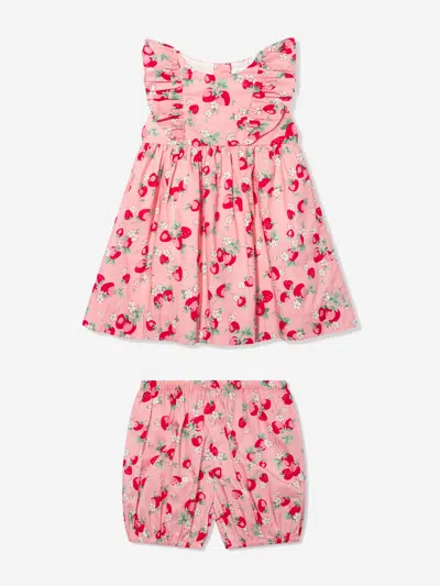Rachel Riley Baby Girls Strawberry Sundress And Bloomers In White