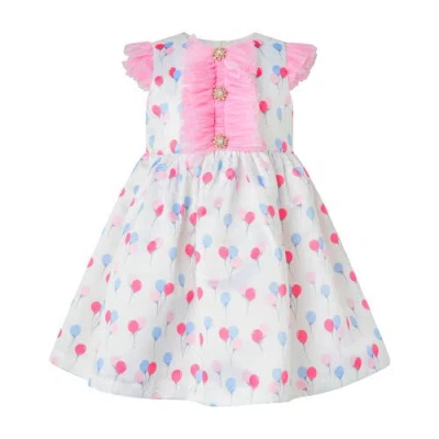Rachel Riley Kids'  Balloon Ruffle Front Dress In Pink