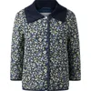 Rachel Riley Berry Floral Quilted Jacket In Blue