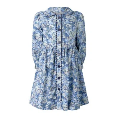 Rachel Riley Kids'  Blue Floral Button-front Dress