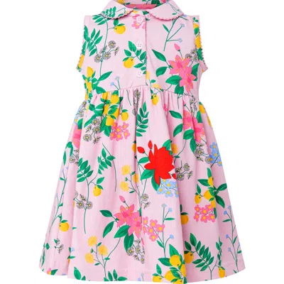 Rachel Riley Kids'  Botanical Floral Jersey Dress In Light Pink