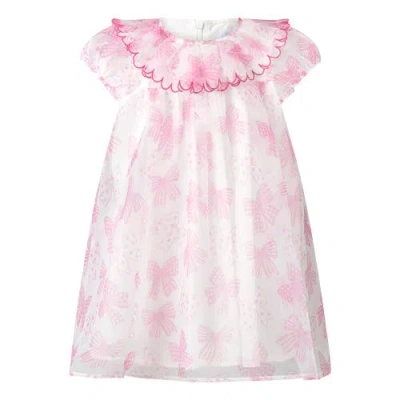 Rachel Riley Kids'  Bow Organza Dress In Pink