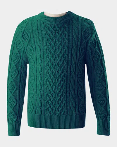 Rachel Riley Kids' Boy's Cable Knit Sweater In Green