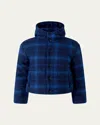 Rachel Riley Boy's Check-print Puffer Jacket In Navy
