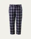 Rachel Riley Boy's Check-print Twill Trousers In Navy