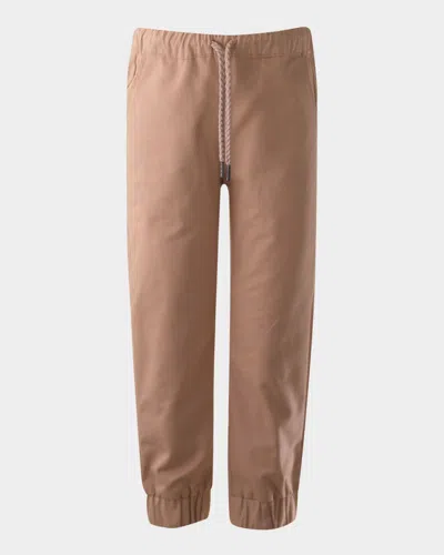 Rachel Riley Kids' Boy's Cotton Chino Joggers In Beige