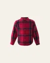 Rachel Riley Boy's Flannel Tartan Festive Button Down Shirt In Red