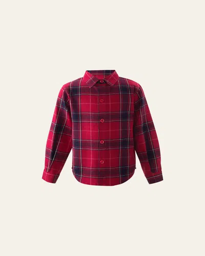 RACHEL RILEY BOY'S FLANNEL TARTAN FESTIVE BUTTON DOWN SHIRT
