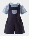 Rachel Riley Boy's Gingham-print Shirt & Dungaree Set