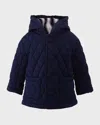 Rachel Riley Boy's Hooded Quilted Jacket In Navy