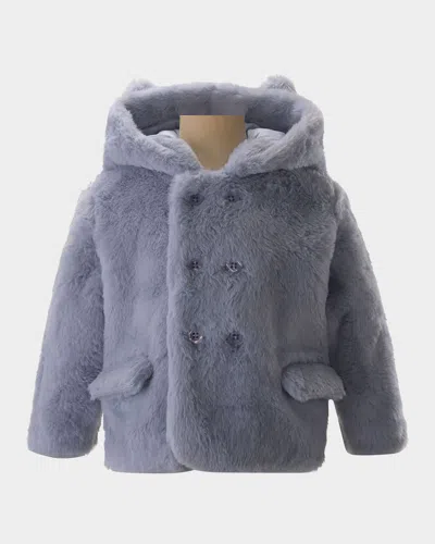Rachel Riley Boy's Hooded Teddy Coat In Blue