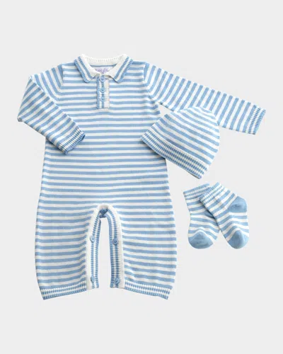 RACHEL RILEY BOY'S KNIT STRIPED 3-PIECE PLAYSUIT GIFT SET