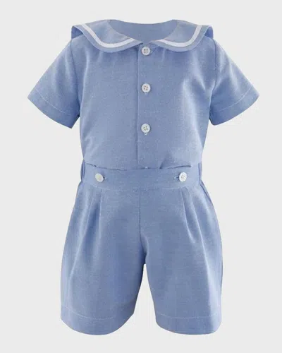 Rachel Riley Kids' Boy's Oxford Sailor Top And Shorts Set