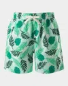 Rachel Riley Boy's Palm Tree Swim Trunks In Green