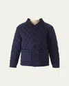 Rachel Riley Boy's Quilted Jacket W/ Corduroy Collar In Navy