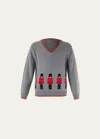 Rachel Riley Boy's Royal Guards Intarsia Sweater In Grey