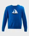 Rachel Riley Boy's Sailboat Intarsia Sweater In Blue