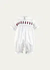 Rachel Riley Boy's Soldier Embroidered Collared Playsuit In Red