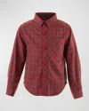 Rachel Riley Boy's Tartan-print Festive Shirt In Red