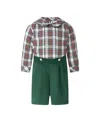 Rachel Riley Boys' Ivory Tartan Cord Shirt And Short Set - Baby, Little Kid