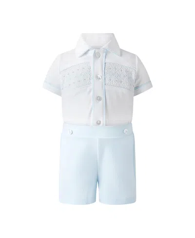 Rachel Riley Boys' Pima Jersey Smocked Top And Short Set - Baby In Multi
