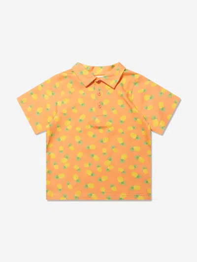 Rachel Riley Babies' Boys Pineapple Polo Shirt In Orange