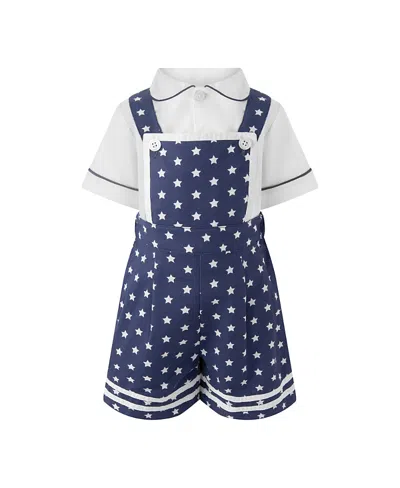 Rachel Riley Boys' Star Dungarees And Shirt Set - Baby In Multi