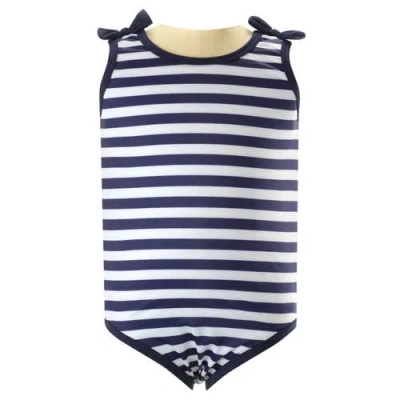 Rachel Riley Kids'  Breton Lycra Swimsuit In Navy