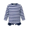 Rachel Riley Breton Stripe Frill Rashguard In Navy