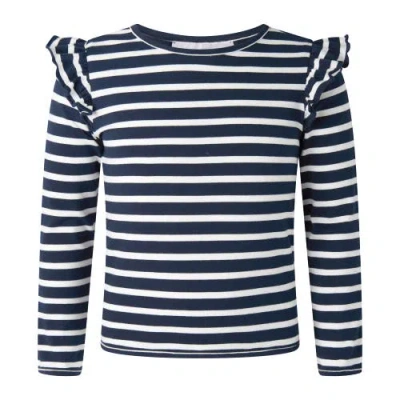 Rachel Riley Kids'  Breton Stripe Ruffle T-shirt In Multi