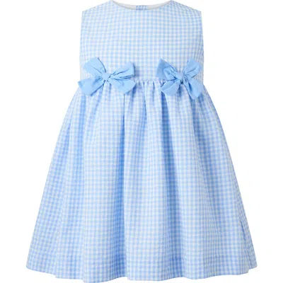 Rachel Riley Babies'  Check Bow Dress & Bloomers In Blue