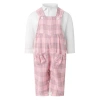 Rachel Riley Check Dungaree And Blouse Set In Pink