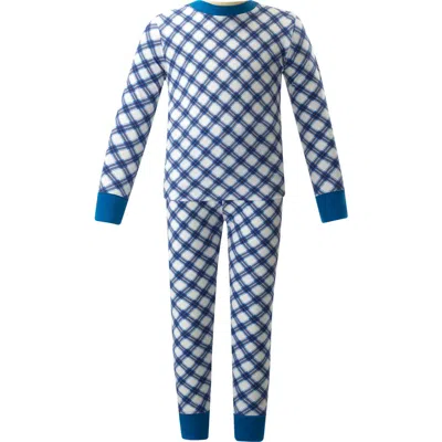 Rachel Riley Kids'  Check Jersey Pajamas In Blue