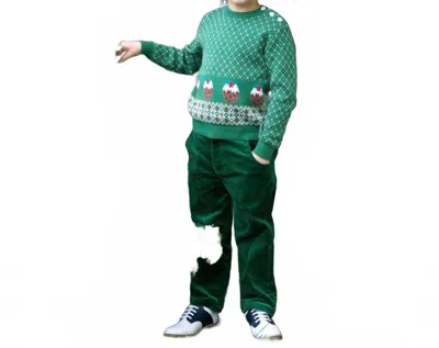 Rachel Riley Kids' Christmas Pudding Sweater In Green